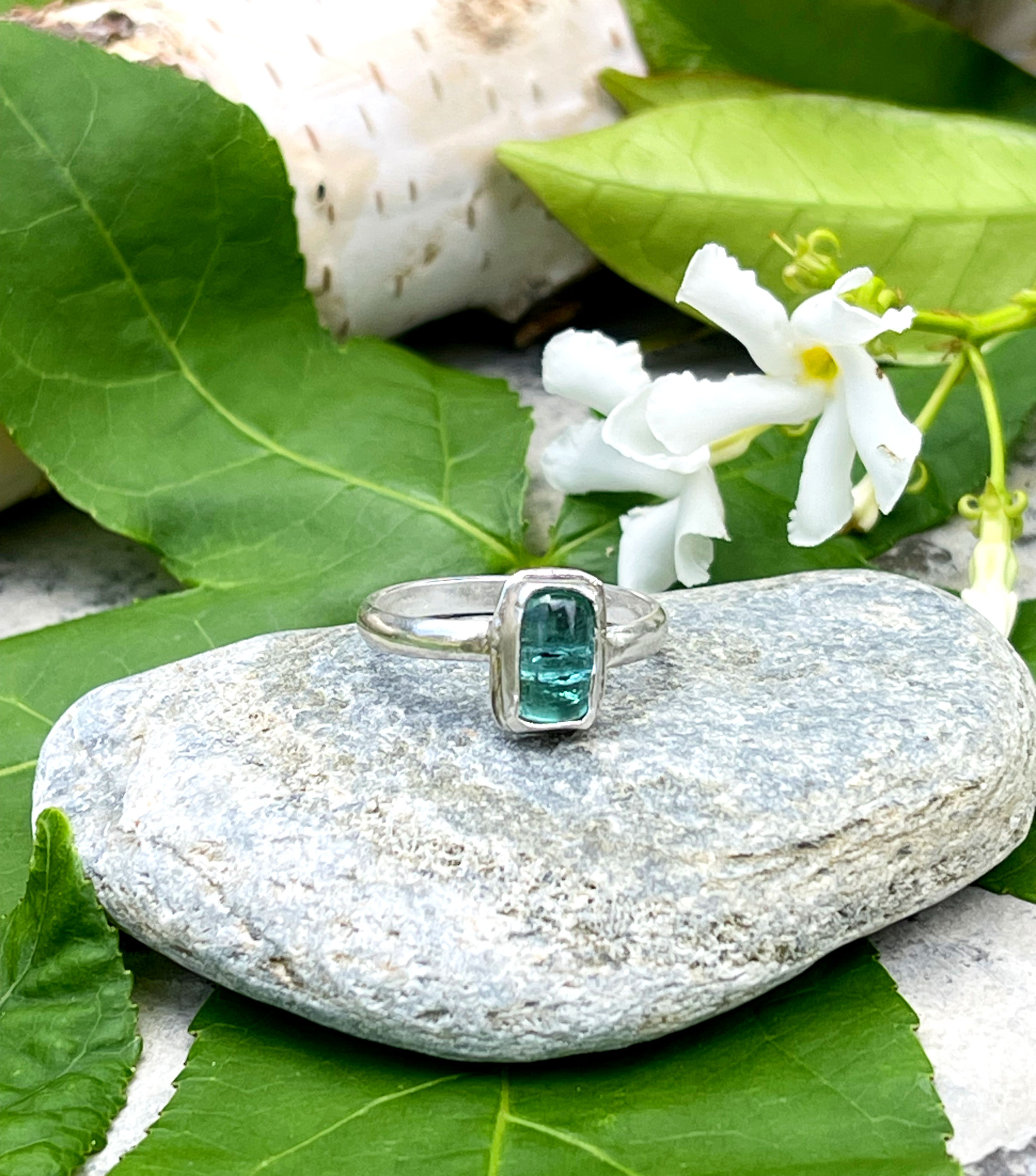 Blue Tourmaline & Sterling Silver Ring