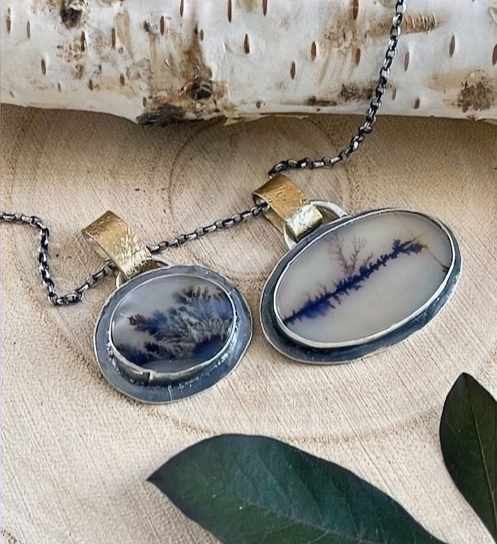 Thumbnail: No. 4 Dendritic Agate & Sterling Silver Large  Oval Pendant