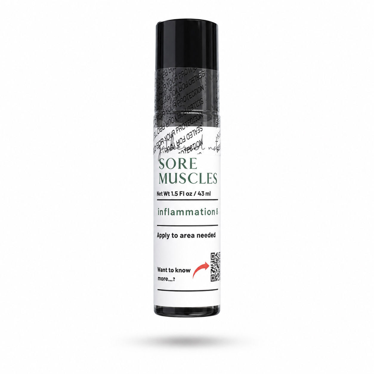 Botanical Serum for sore muscles and aches in amber glass roller bottle from Gathered Natural Wellness