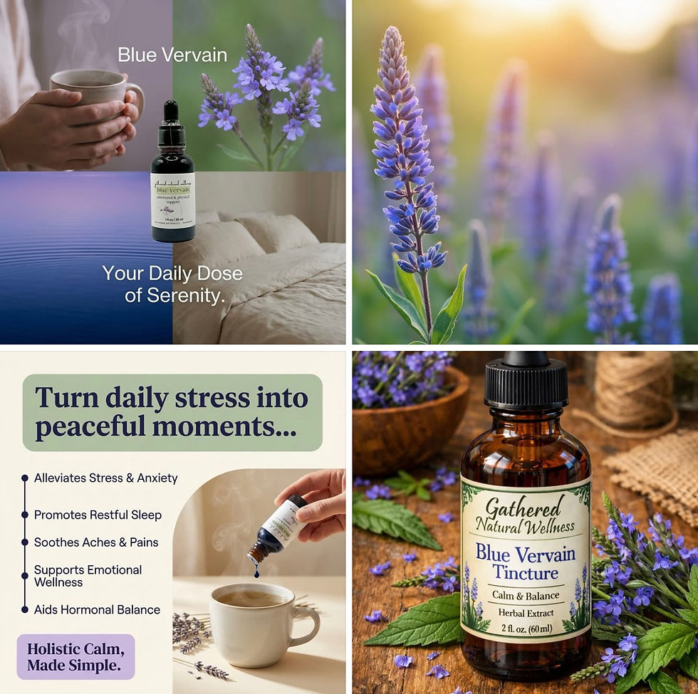 Thumbnail: Blue Vervain Natural Anxiety Remedy advertisement of pictures of tinctures