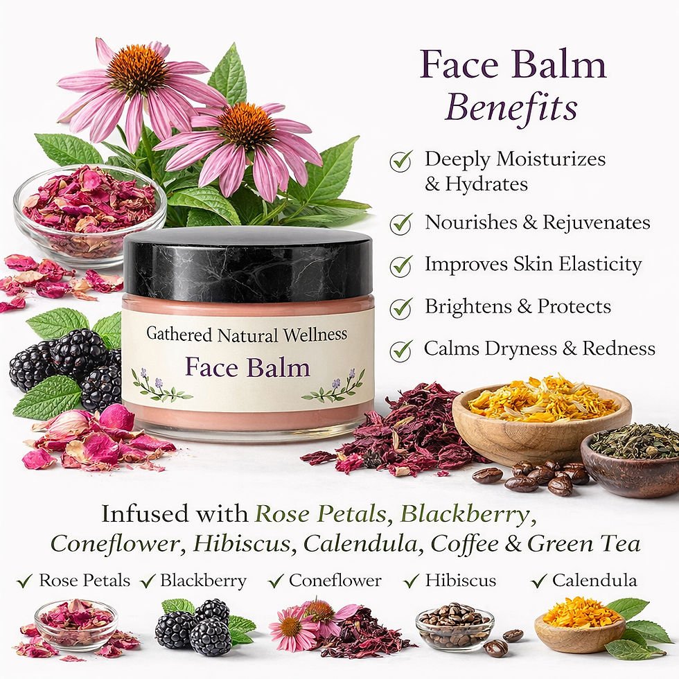 Thumbnail: Illustration of the organic ingredients infused into the oils in gathered natural wellness's face cream