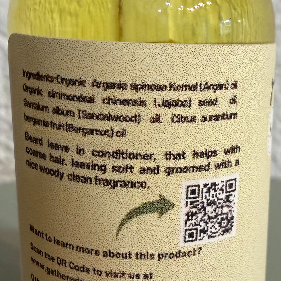 Thumbnail: Beard oil Natural and Organic direction for use on label of bottle
