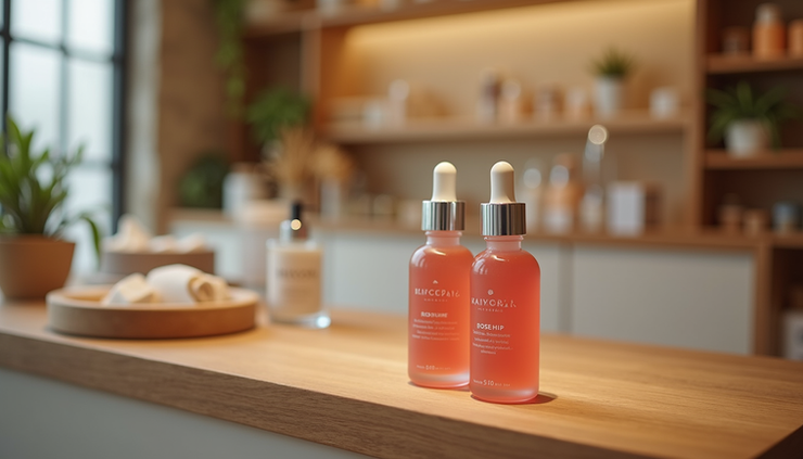 High angle view of a natural skincare consultation at Gathered Natural Wellness store in Ormond Beach