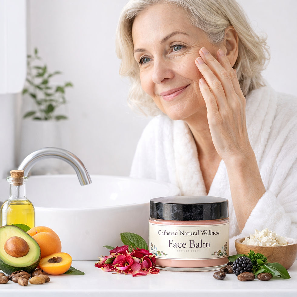 Thumbnail: a woman using (GNW) Gathered Natural Wellness's Organic Face Cream