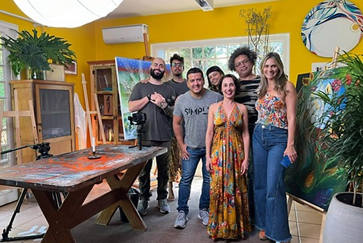 equipe de produção e filmagem do curta Olhos Sonoros