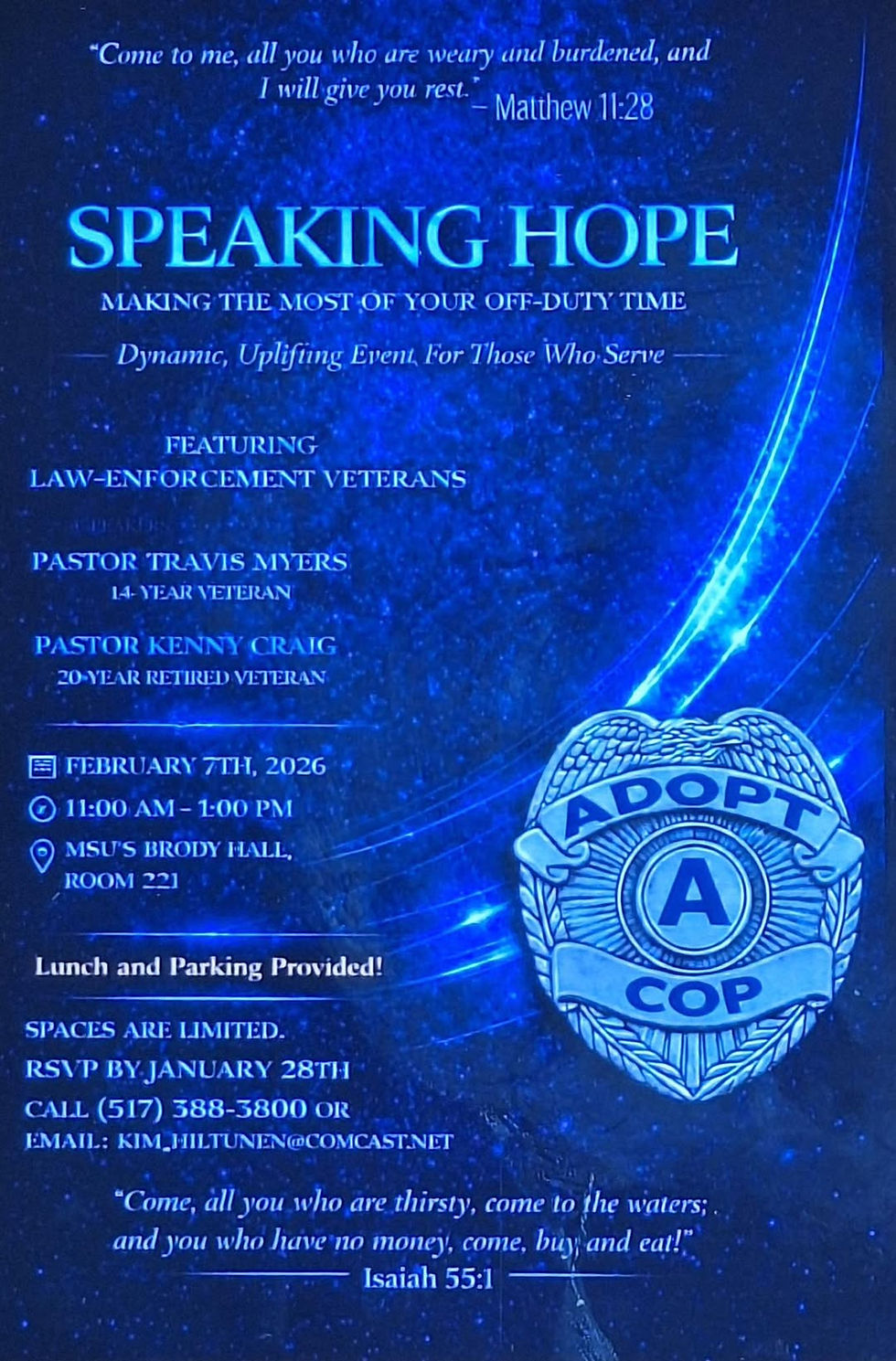 Adopt-A-Cop Annual Gathering,  Way to go, Kim and Alex.  Michigan AAC Chapter