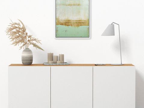"Mint Haze" - abstract painting with modern interior