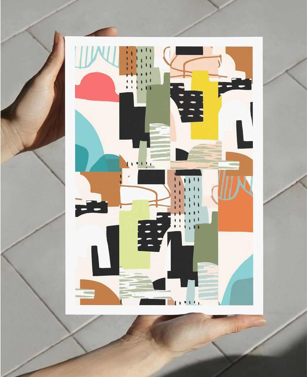 Abstract art prints, wall art, home décor, café decor, office art, hotel room art, vibrant prints, unique designs, local, NZ.