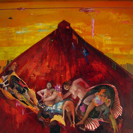 la stessa barca ovvero delirio sul mare-misoginia, olio su tela 100x100 cm, 2014.jpg