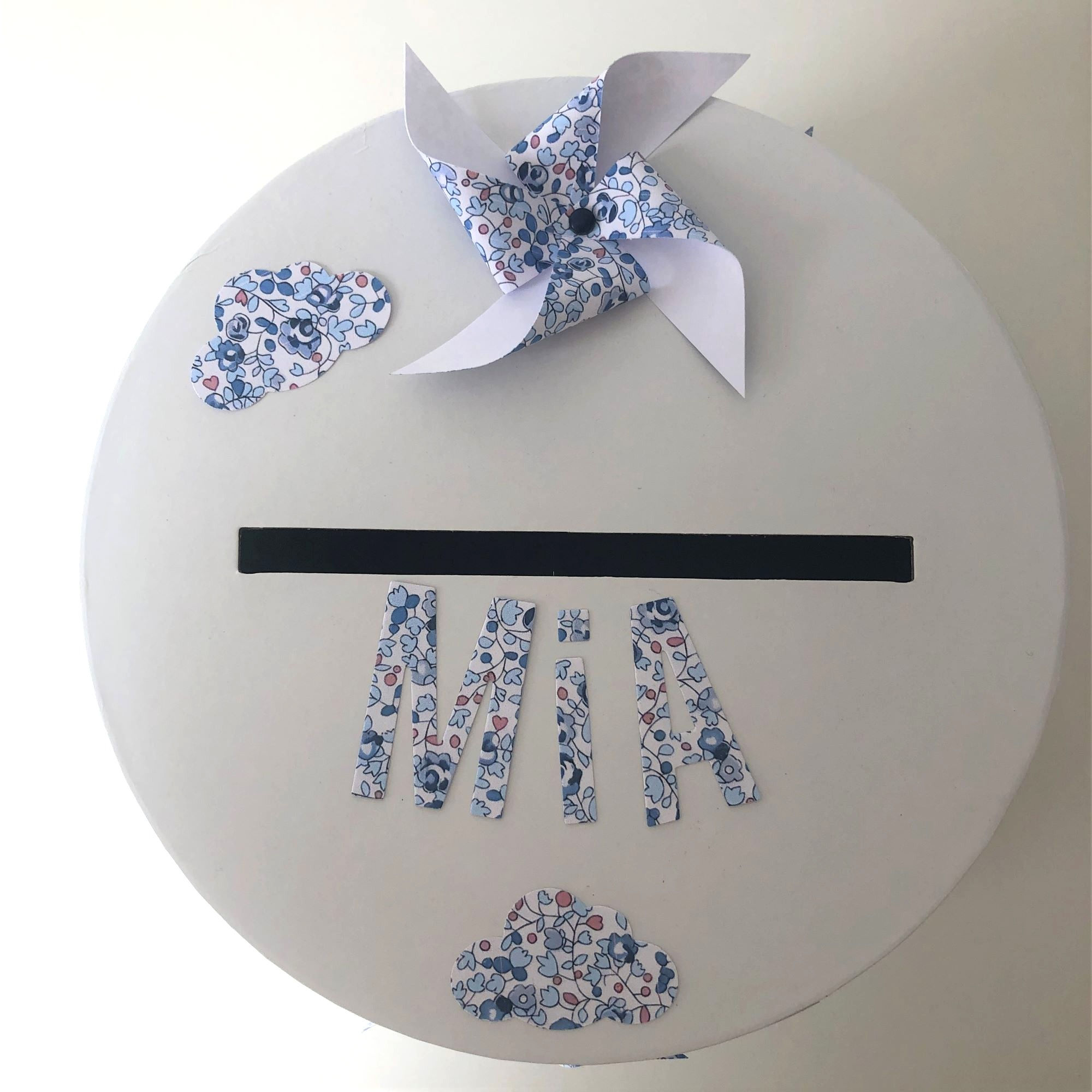 Urne pour baptême liberty bleu