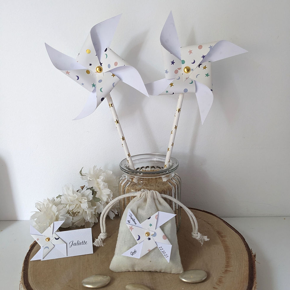 Miniature : décoration moulin à vent système solaire baptême, mariage original et personnalisé - décos assorties moulin à vent système so