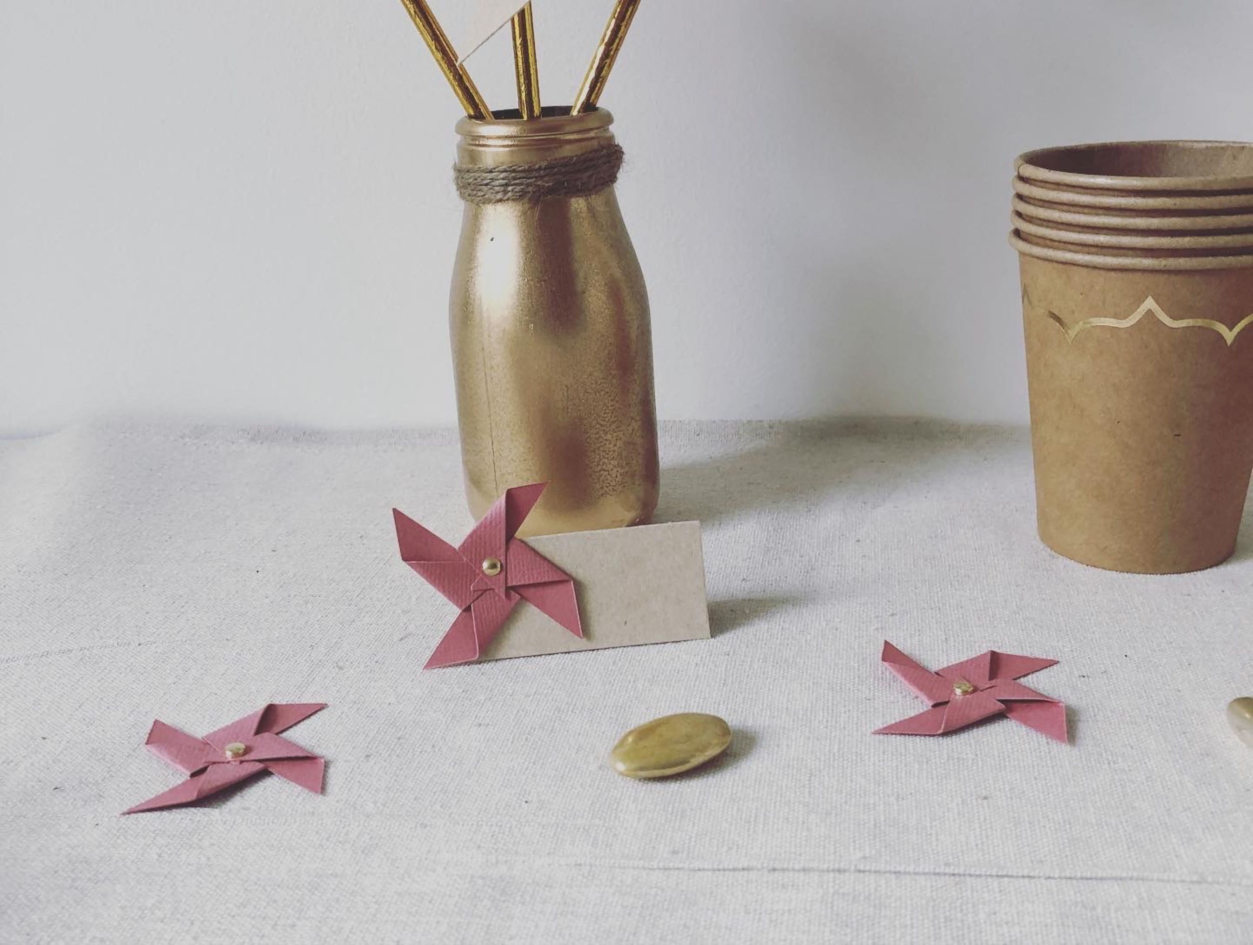 Marque place kraft - moulins tons rose