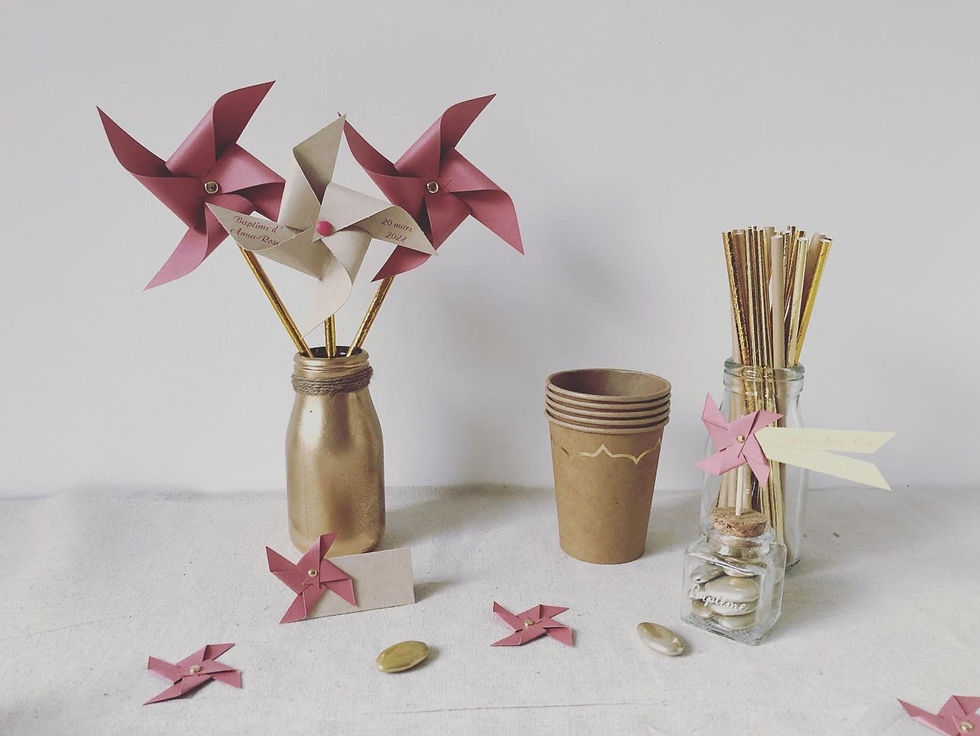 Miniature : Moulins à vent décoratifs vieux rose | Baptême, mariage bohème