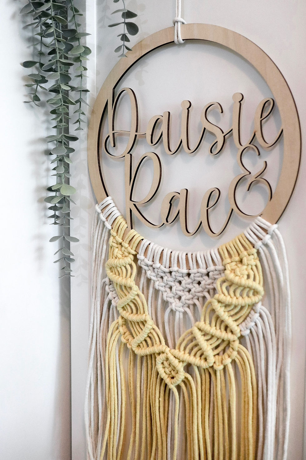 Thumbnail: Macrame Personalized Name Sign Wall Hanging