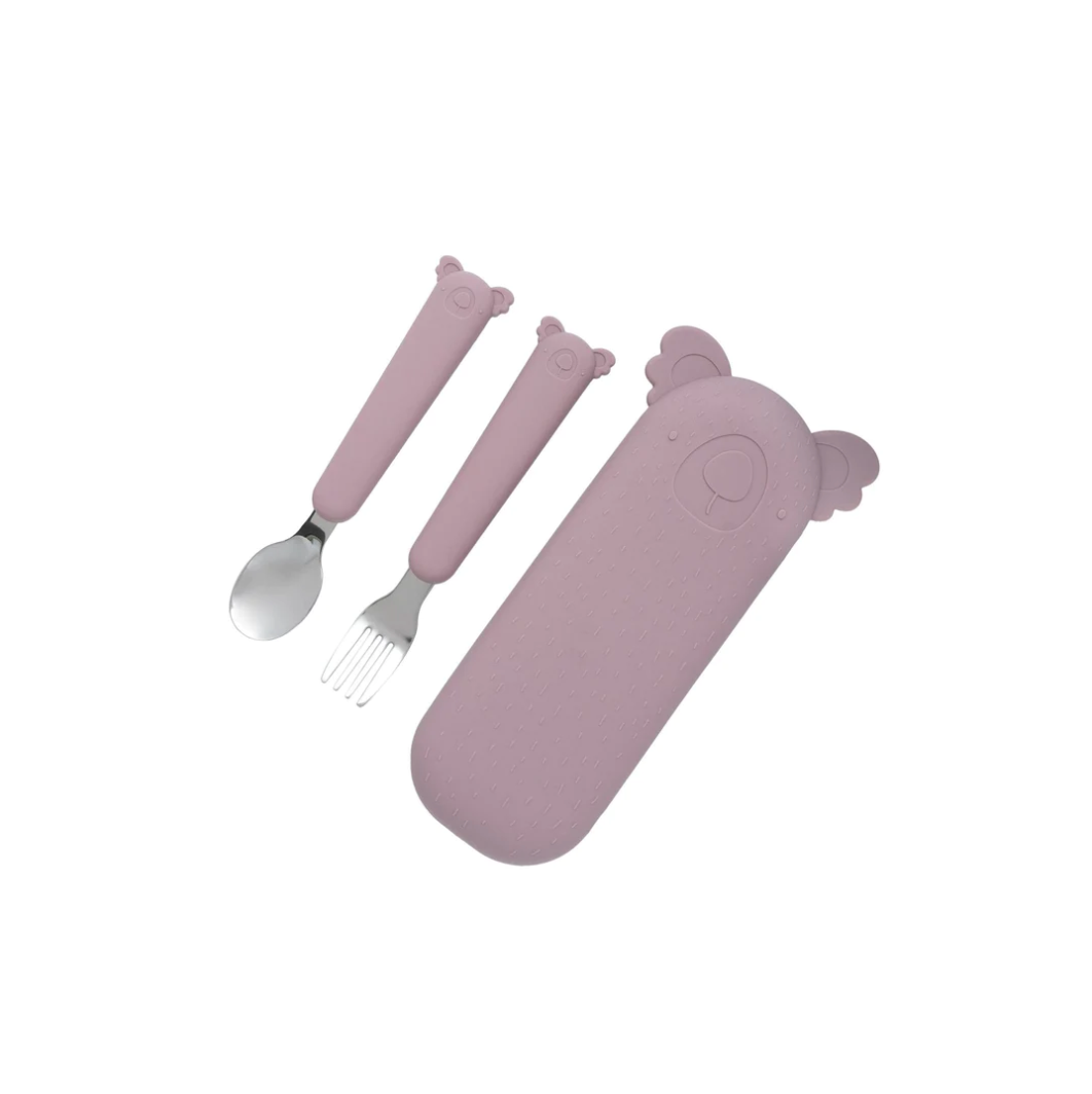 Zoe the Koala Cutlery Set - Dusty Pink