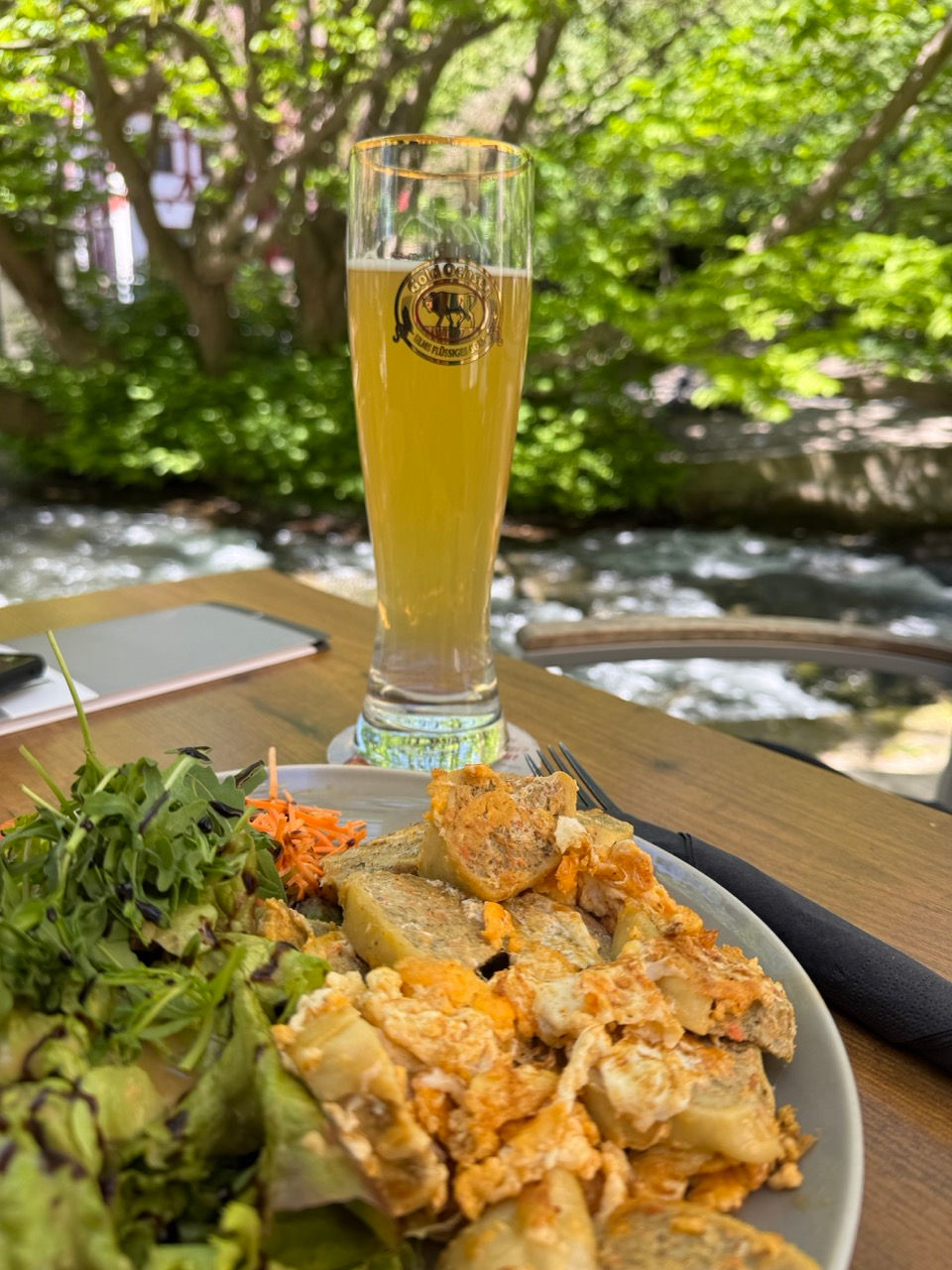 Typical German lunch: Maultaschen
