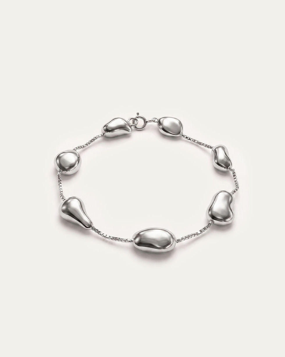 Anti-tarnish 24k white gold bracelet, River Stones Bracelet by June
