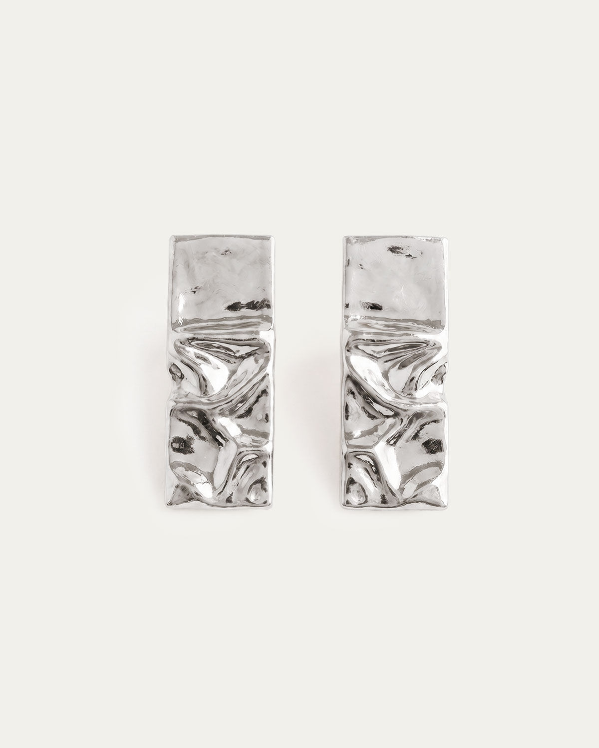 Anti-tarnish white gold stud earrings, Ocean's Secret Stud Earrings — June Gold Forming™