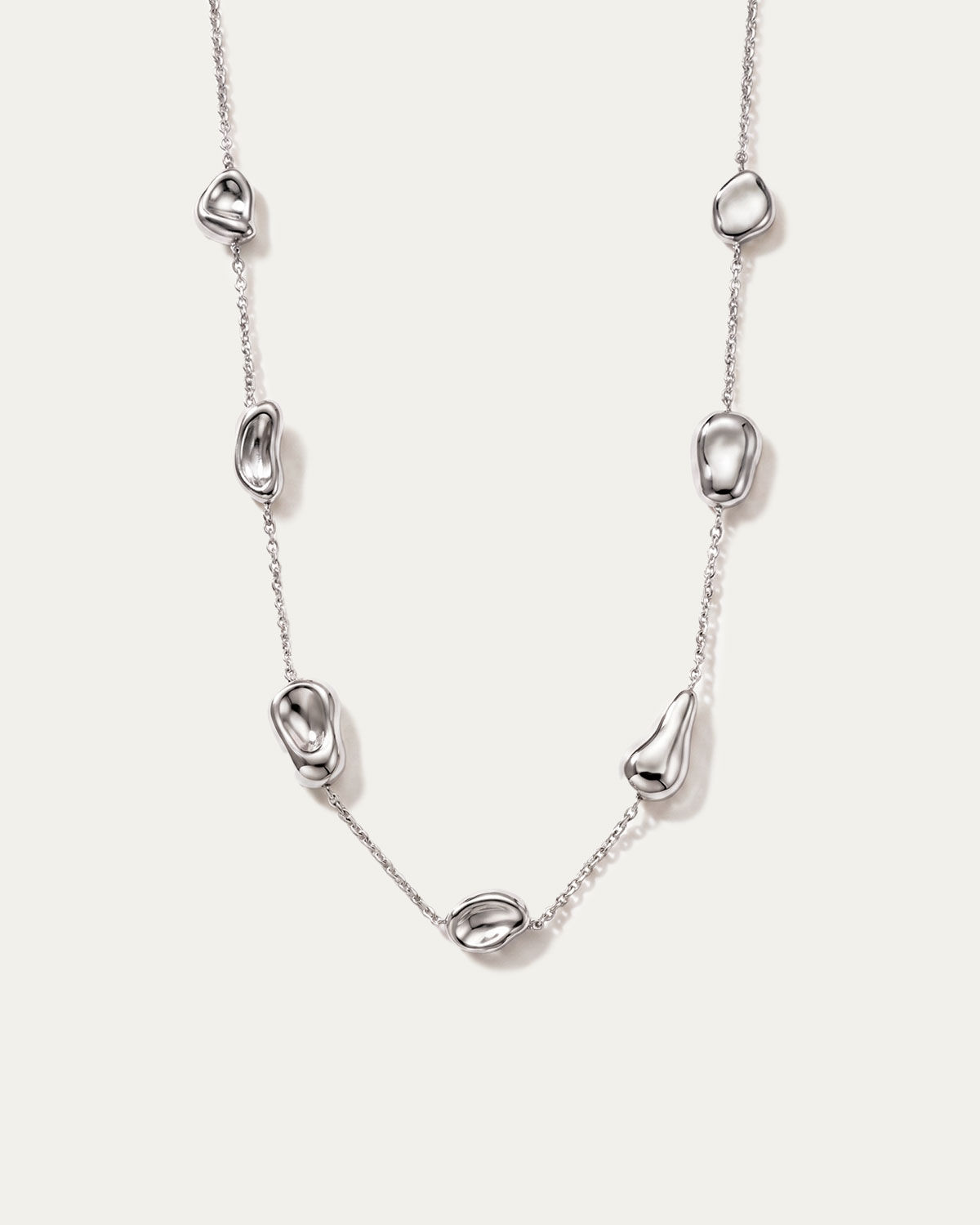 River Stones Necklace – white gold on 925 sterling silver necklace, June Gold Forming™