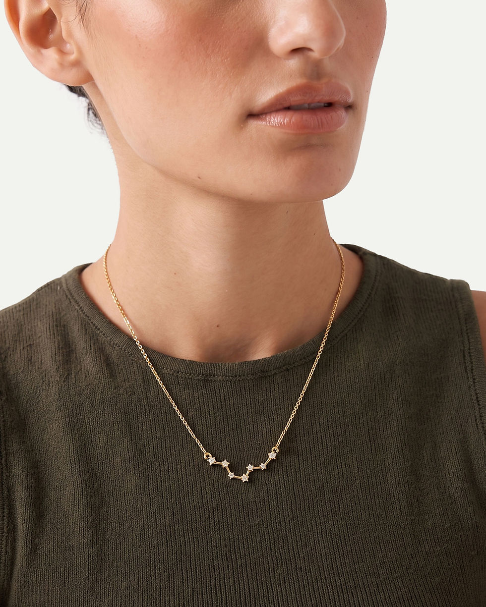 Thumbnail: Close-up of the Pisces zodiac necklace in lab-grown diamonds and gold