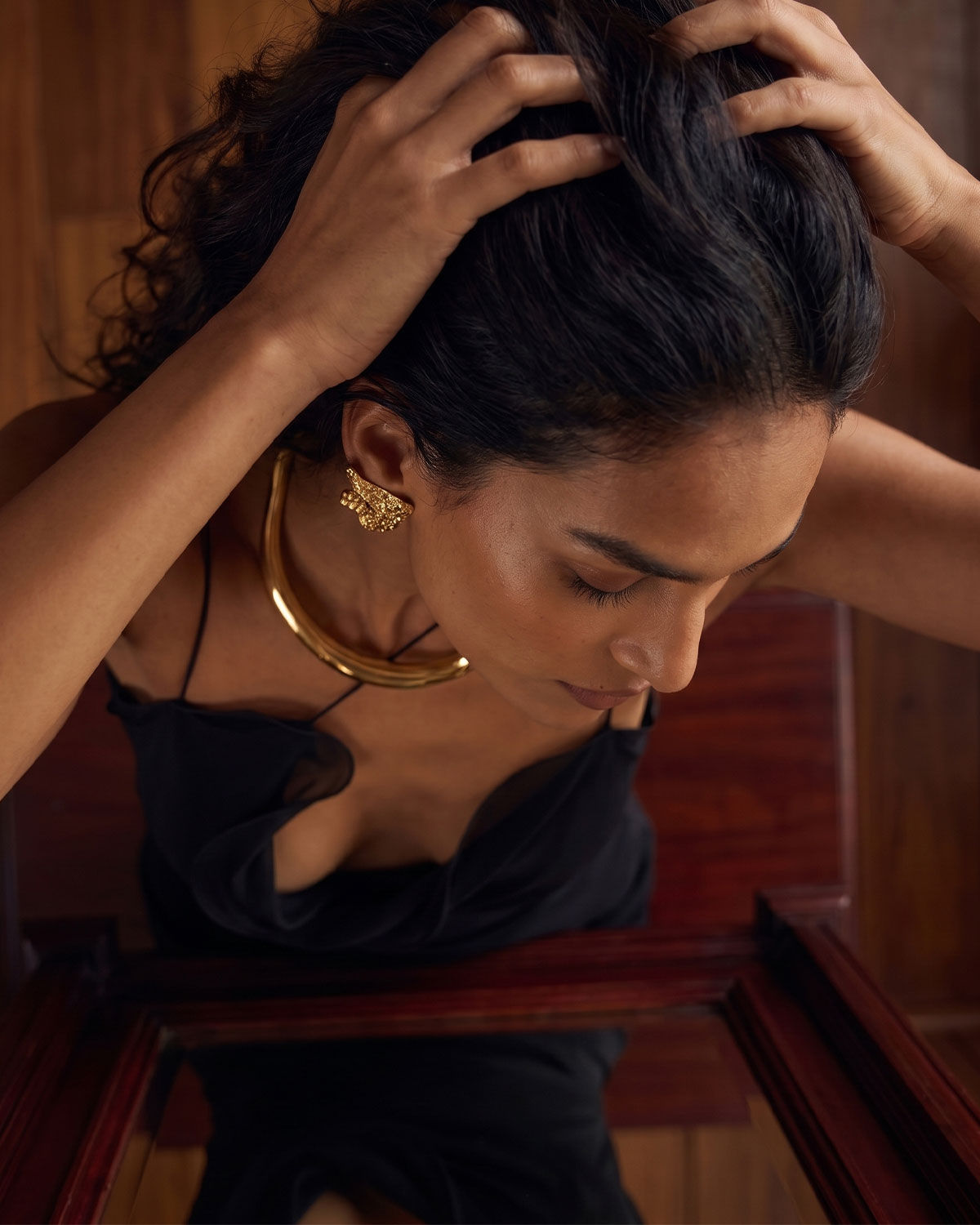 Cliffhanger Stud Earrings skin-safe 24k gold stud earrings, everyday jewellery — June Gold Forming™