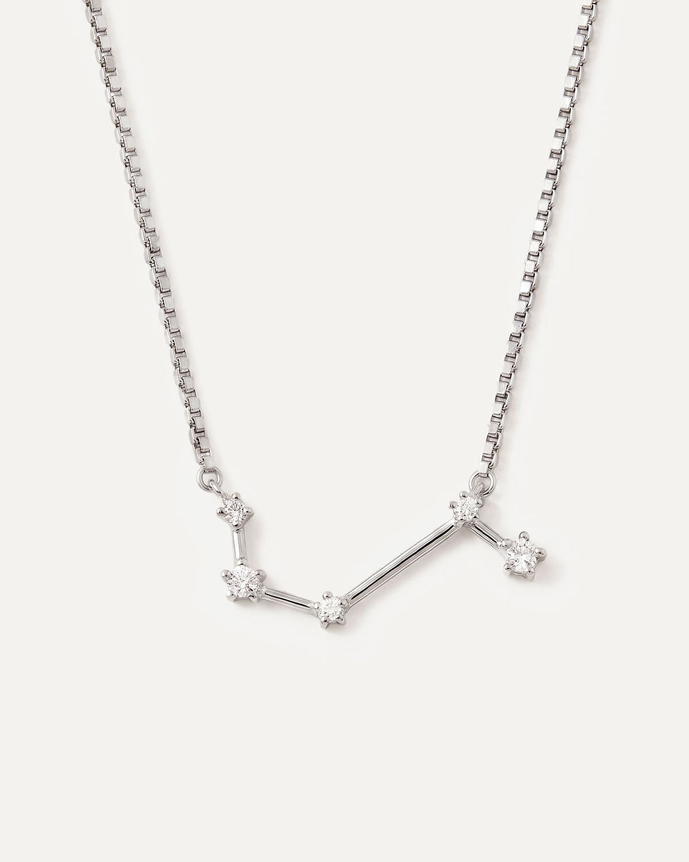 Thumbnail: Aries zodiac necklace in white gold with lab-grown diamonds