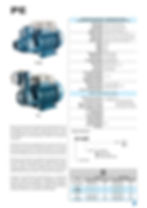 Data sheets for the electric peripheral water pump Foras Pentax PE50FT