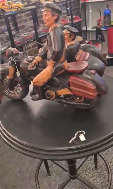Thumbnail: Large Resin or Wood Police Motorcycle with sidecar 
