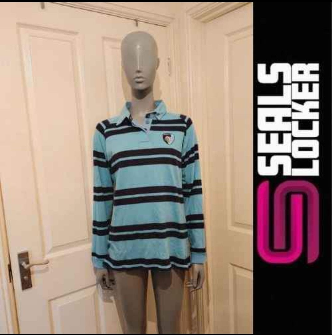 Official Ladies Stripped Leicester Tigers Rugby Polo Shirt 20