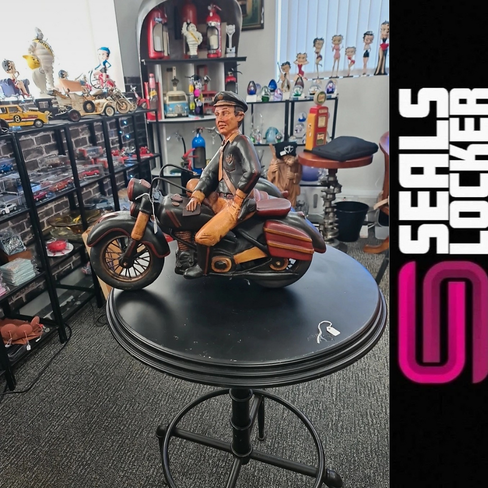 Thumbnail: Large Resin or Wood Police Motorcycle with sidecar 