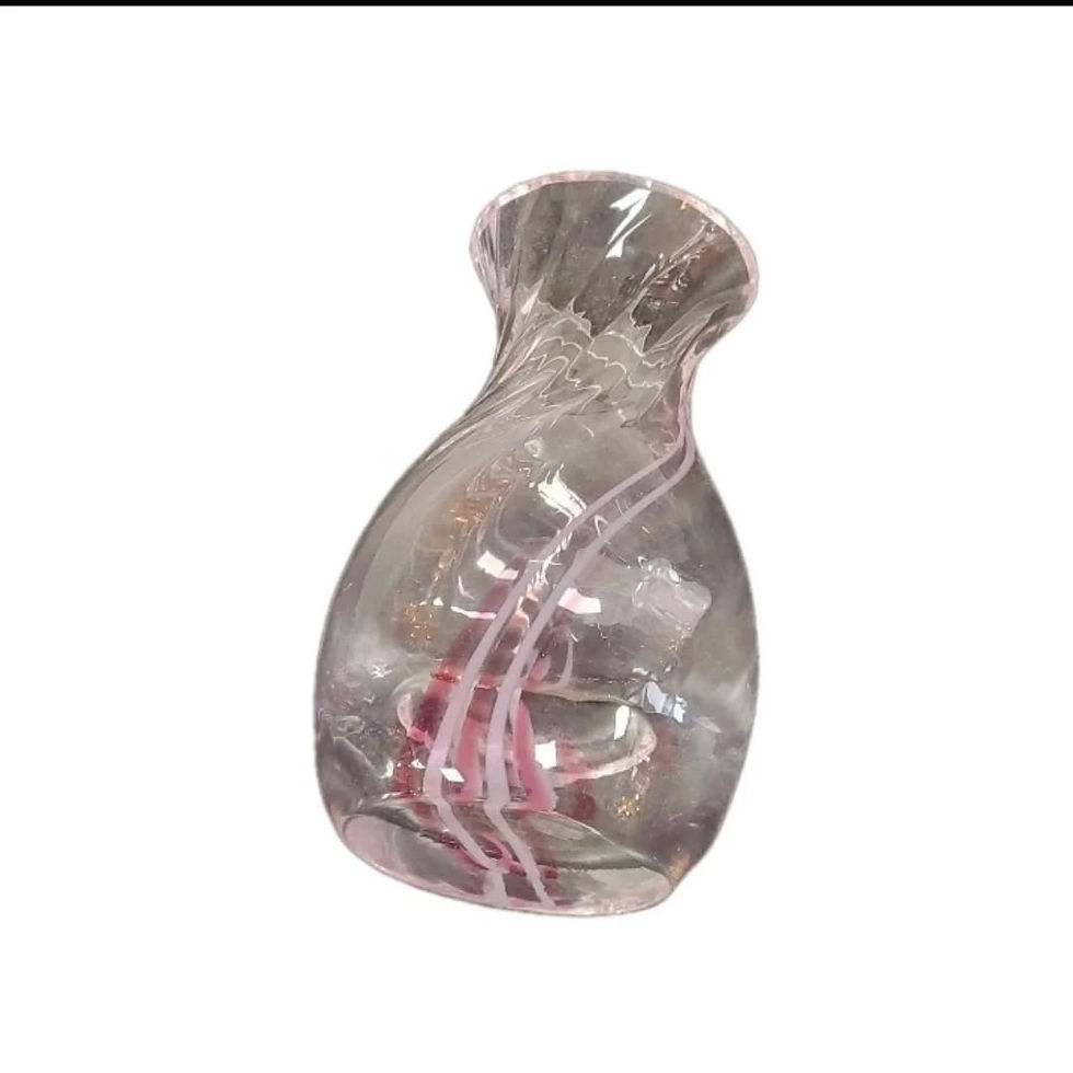 Thumbnail: Caithness Scotland Hint Of Pink Swirl Crystal Vase 12cm