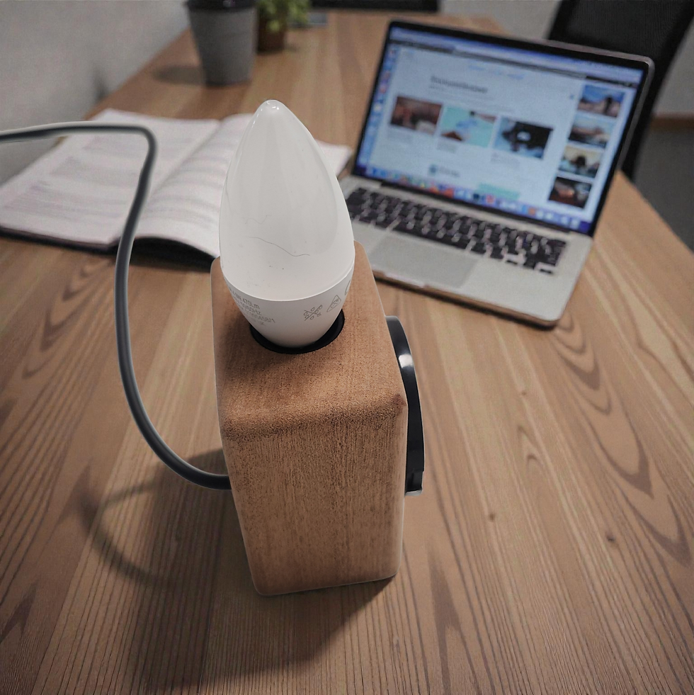Thumbnail: VW Bonnet Badge Mahogany Table/Desk Lamp on Mahogany Base