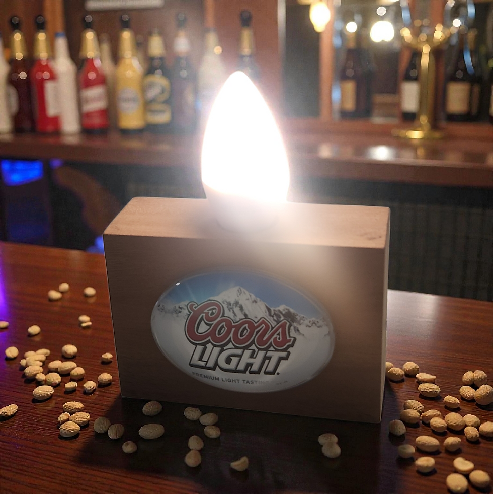 Thumbnail: 3D Oval Frog Lens Coors Light Beer Pump Or T Bar Badge Table Lamp On
Mahogany Ba