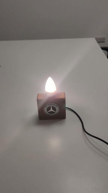 Thumbnail: Mercedes-Benz Badge Table Lamp on Mahogany Base – Handmade Automotive Decor
