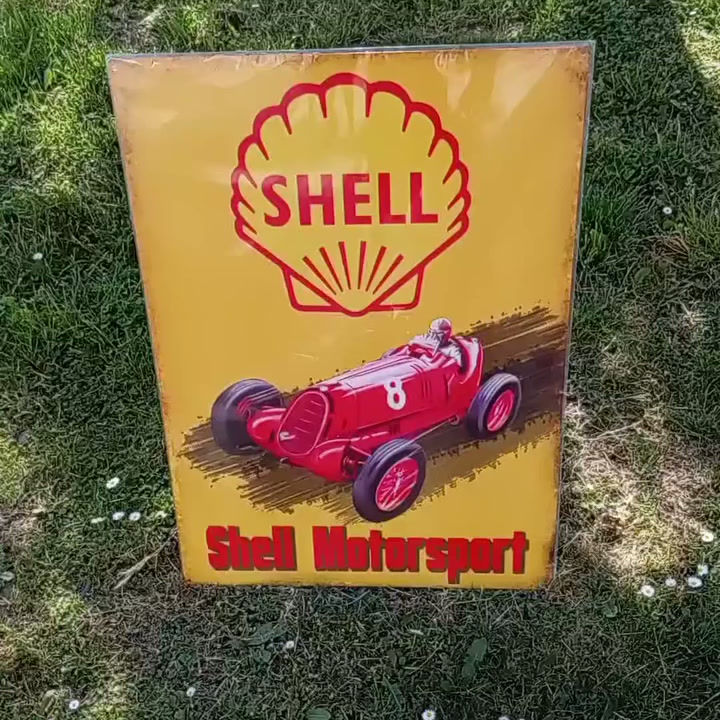 Thumbnail: Large Shell Motorsport Metal Wall Sign Retro Garage Workshop Man Cave Decor