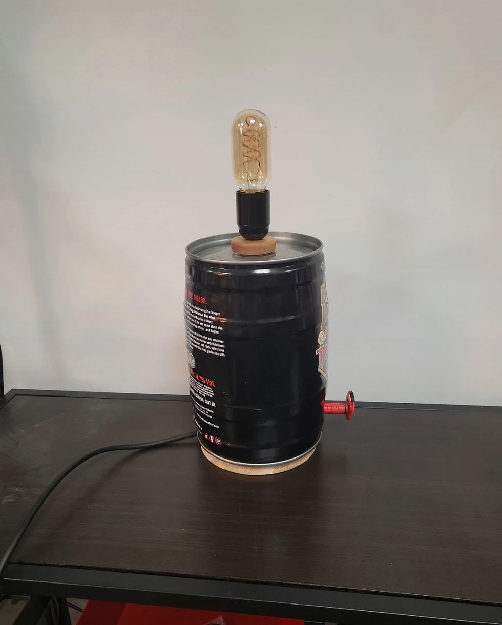 Thumbnail: Unique Iron Maiden Trooper Beer Barrel Keg Table Lamp