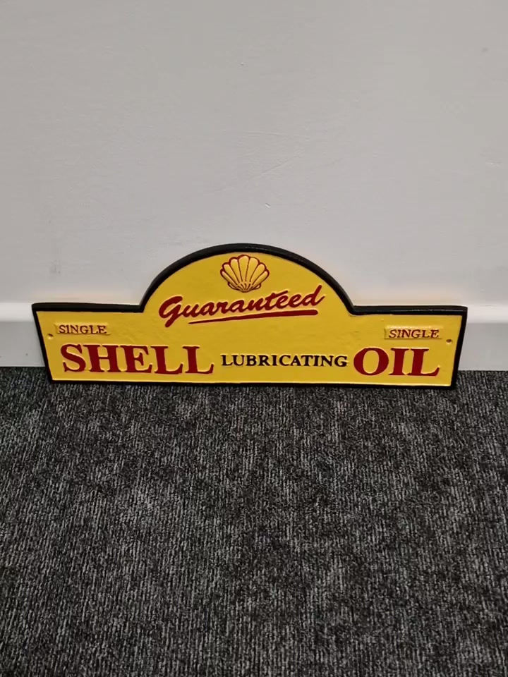 Thumbnail: Reproduction New Shell Lubricating Domed Wall Plaque - Cast Iron