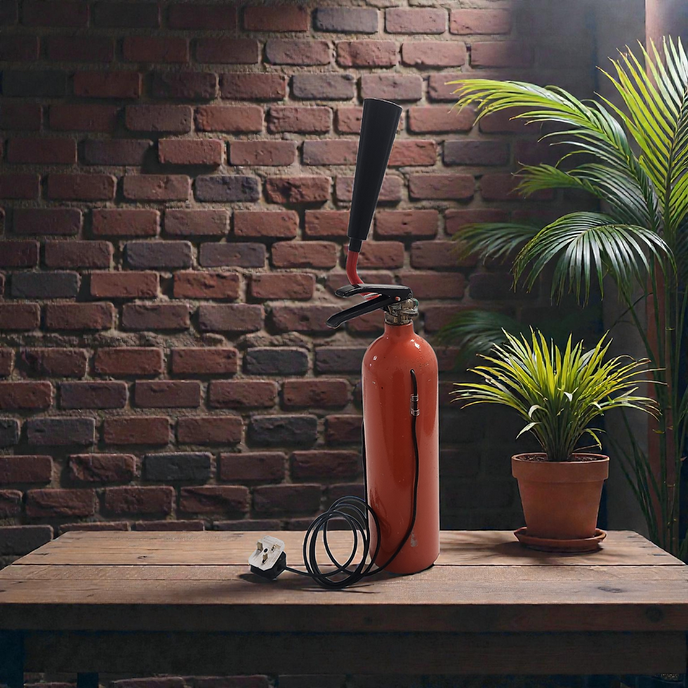 Thumbnail: Upcycled Industrial Fire Extinguisher Table Lamp - Handmade Mancave Lamp