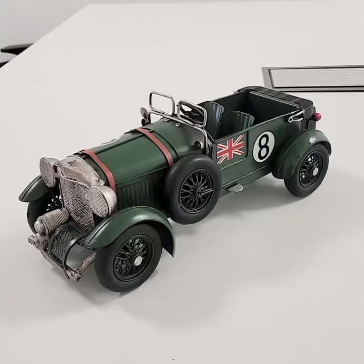 Thumbnail: Vintage British Racing Green Car 32cm Retro Racing Display Piece
