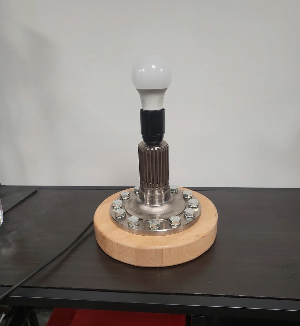 Thumbnail:  Handmade Industrial Mercedes Bus Voith Gear Box Input Shaft Table Lamp On Oak B