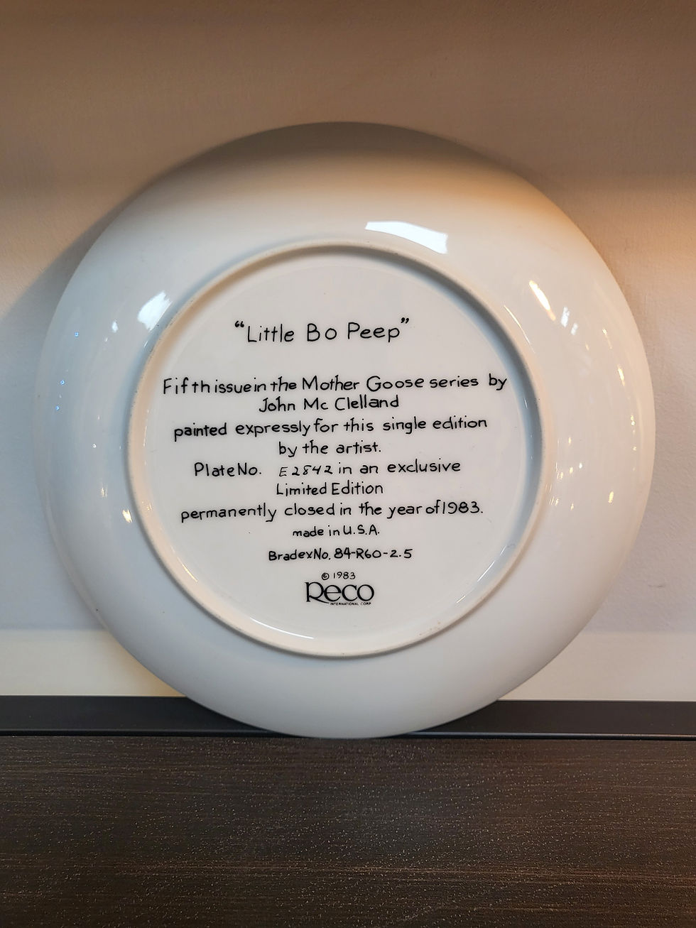 Thumbnail: Little Bo Peep Plate Reco Numbered Collectable Vintage 1980's Plate