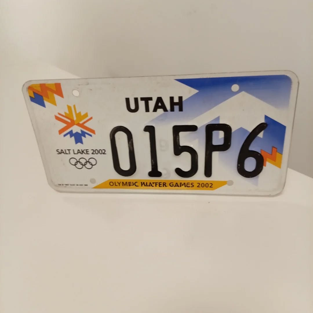 Utah Salt Lake Olympic Games Sample Licence Plate " 01 5P6 "  Winter Olympics Au