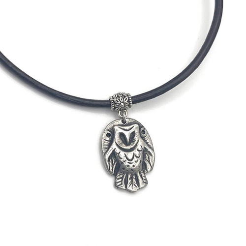 Owl pendant necklace barn owl pewter necklace owl totem jewelry
