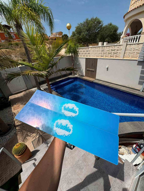 matrícula personalizada azul piscina