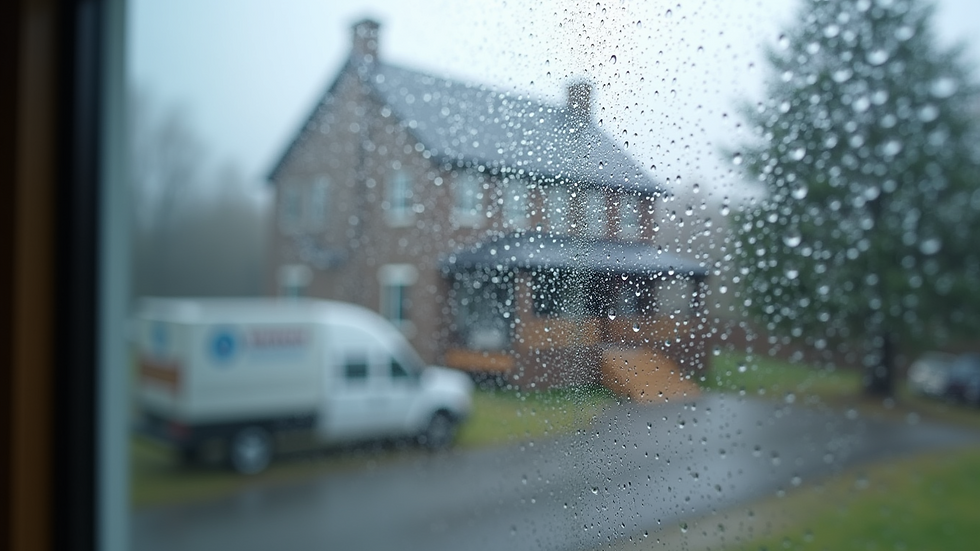 Close-up view of windowpane with visible water droplets