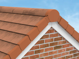 Image of an animated roof, with brown bricks for the house and a brown roof with blue skies in the background