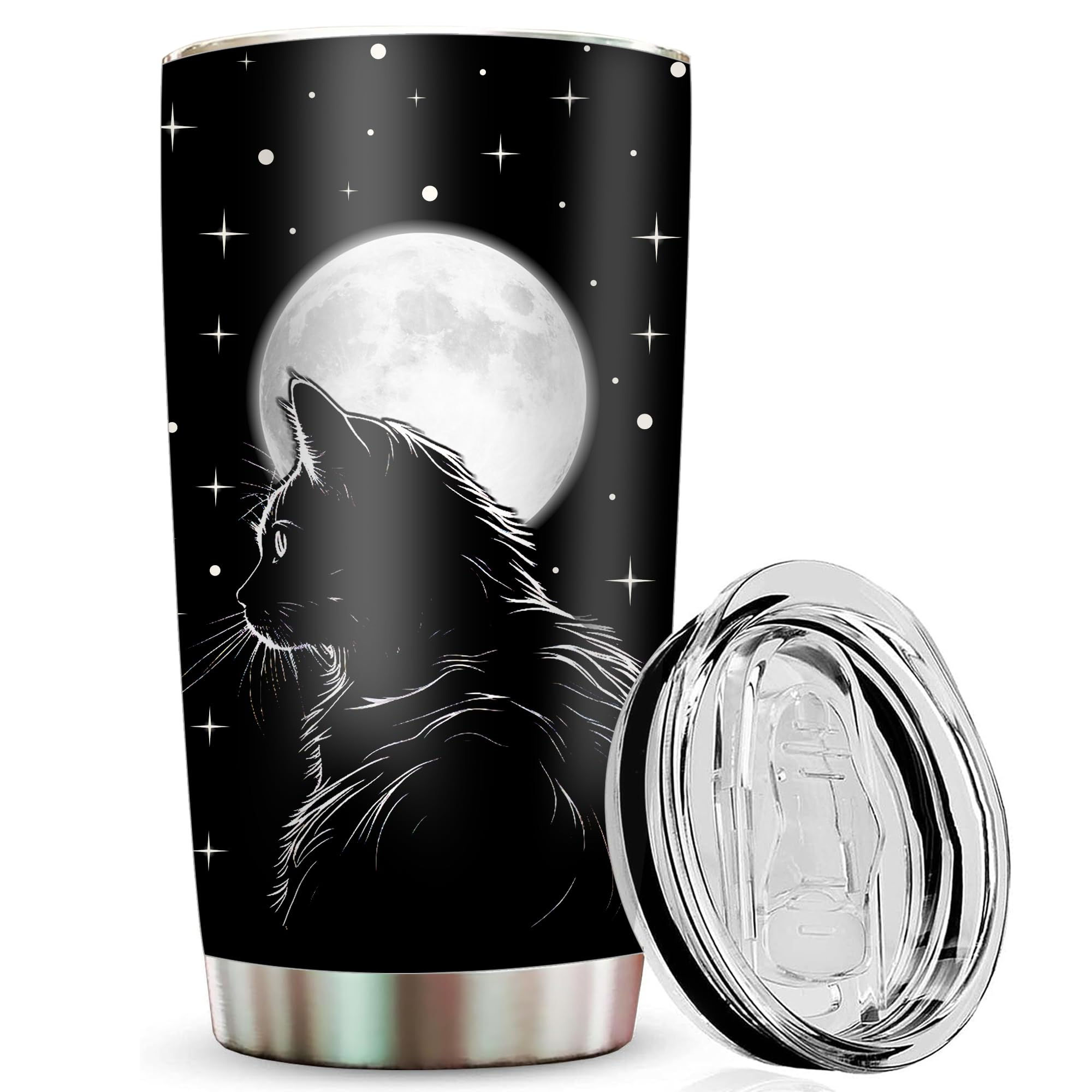 Black Cat Tumbler Cat Gifts For Women - Cat Christmas Witchy Gifts For Women - C