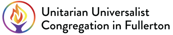 Unitarian Universalist Congregation in Fullerton logo with words and rainbow colored chalice symbol