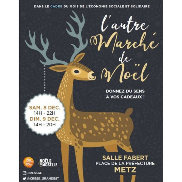 L’AUTRE MARCHE DE NOEL
Salle Fabert samedi 8 décembre de 14h à 22h00 et dimanche 9 décembre de 14h