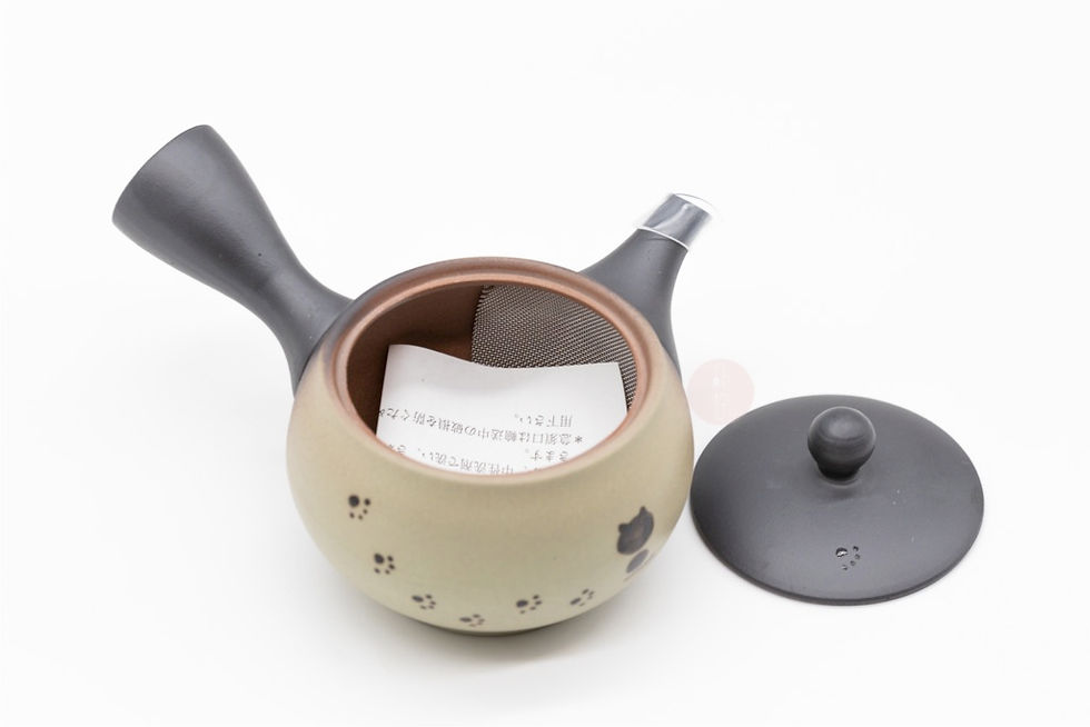 縮圖：山房作 黒泥丸型小貓咪 急須茶壺 (常滑燒)